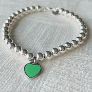 Sterling Silver Beaded Heart Charm Bracelet